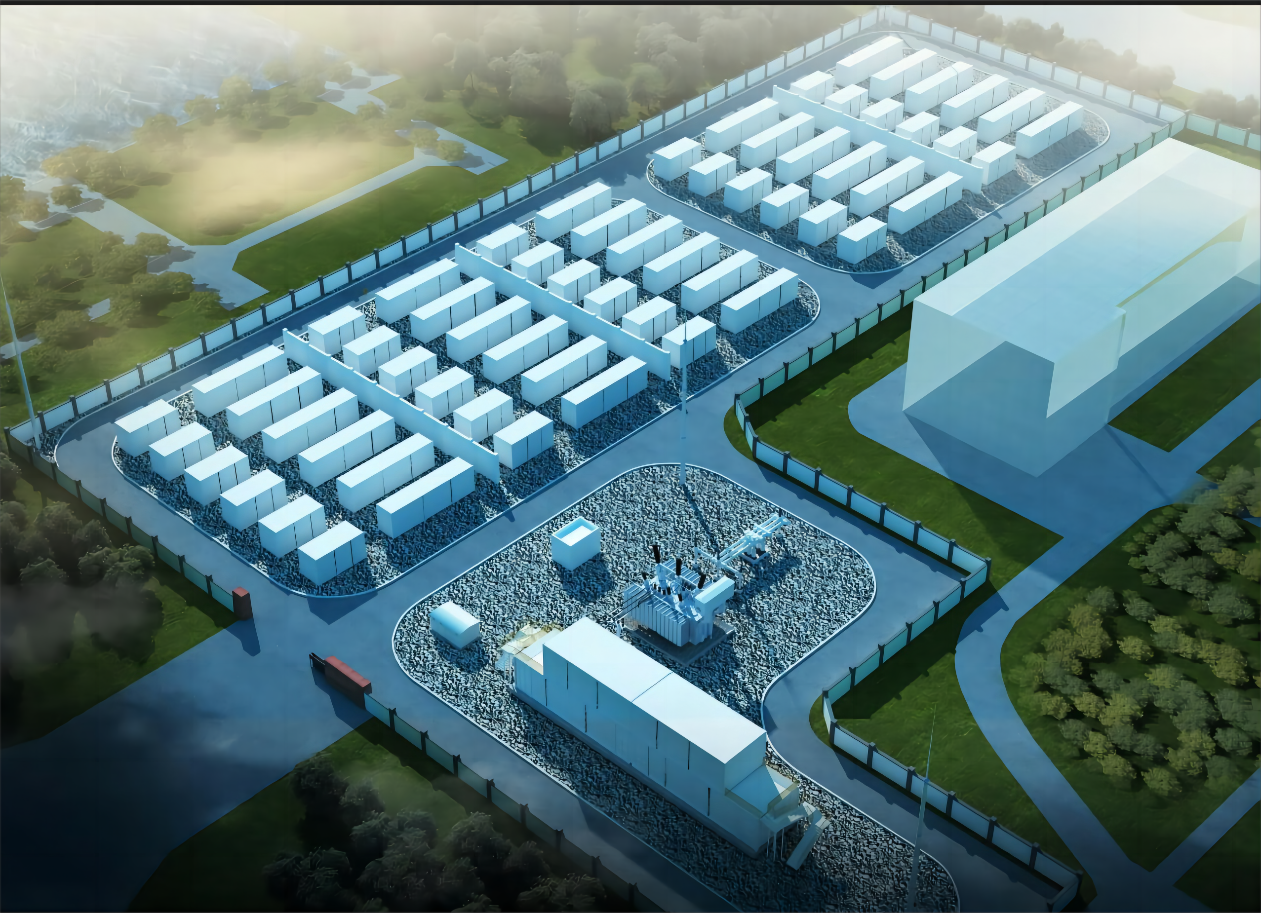 EMoreShare Microgrid Solution — Island solar + storage microgrid aerial view